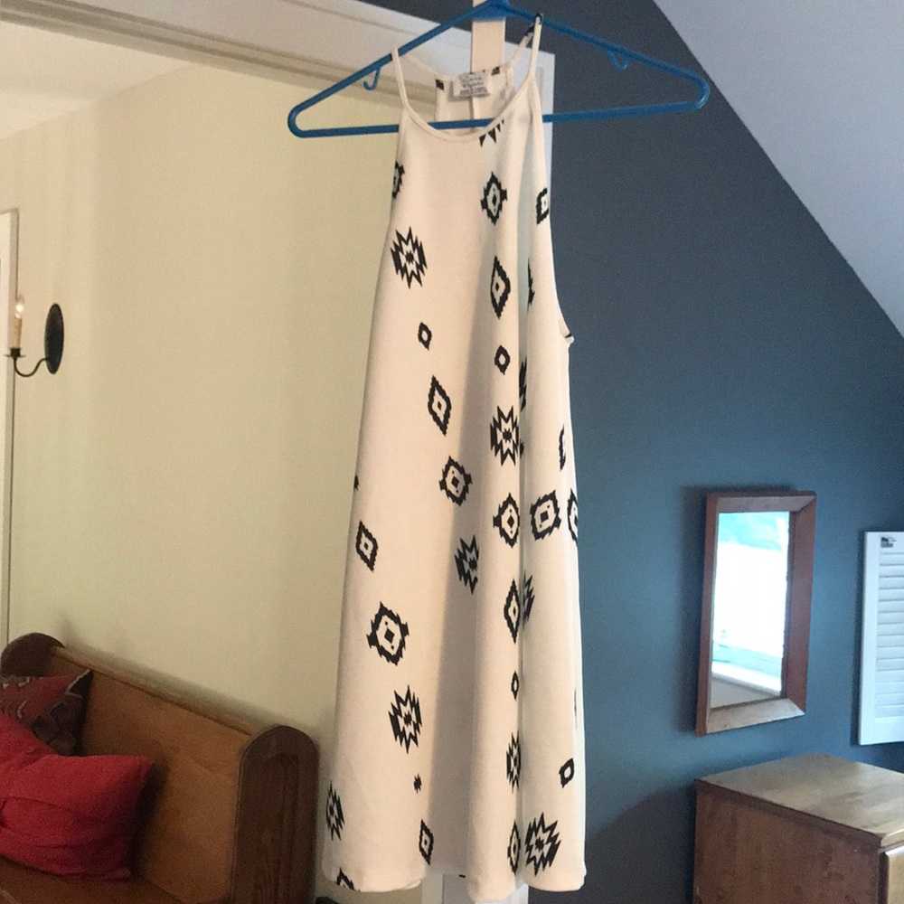 White and black printed dress